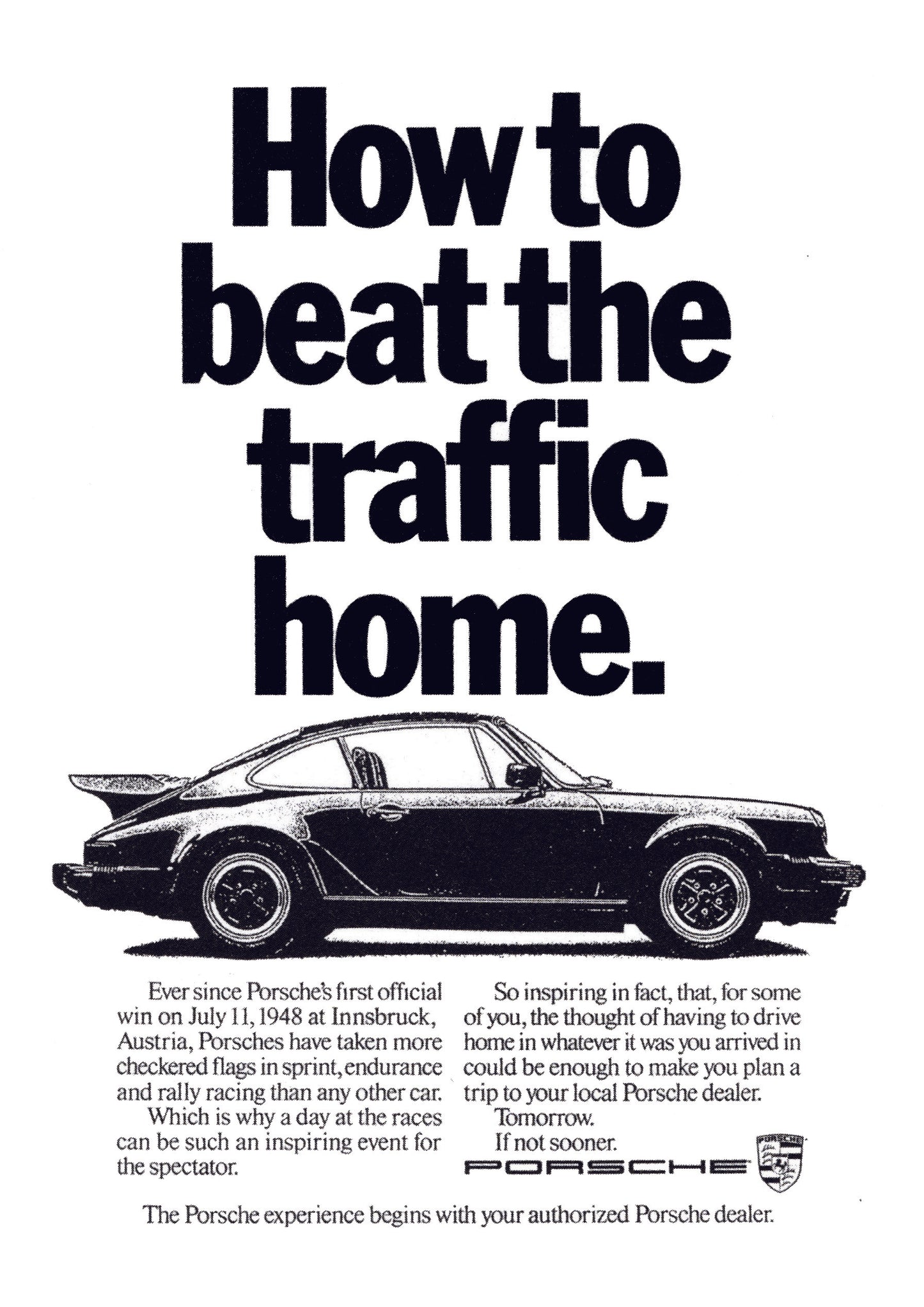 Poster alone  "Owning a Nissan or a Mitsubishi" Porsche 911