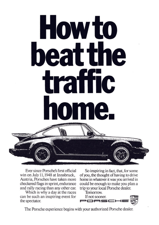 Poster alone  "How beat the trafic home" Porsche 911